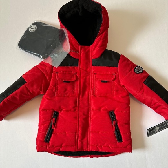 (New) Kids Winter / Raincoat Red & Black W/ Hoodie Rothschild For 12M with Hat